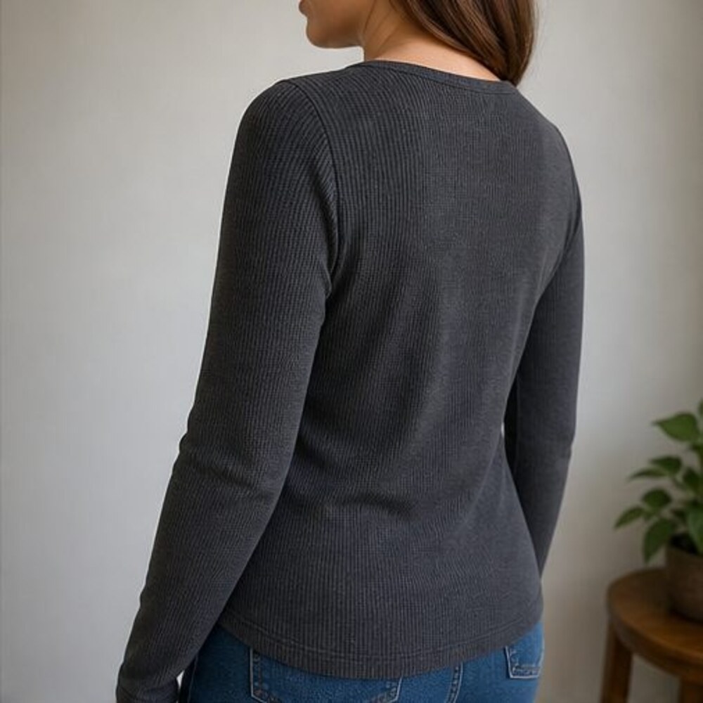 Charcoal Ruffle Blouse - Picture 3 of 6